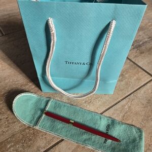 Vintage Tiffany & Co. Red Pen with Blue Pouch